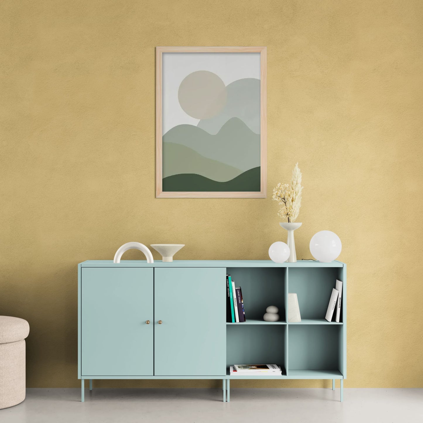 Botanical Serenity: Geometric Harmony Canvas