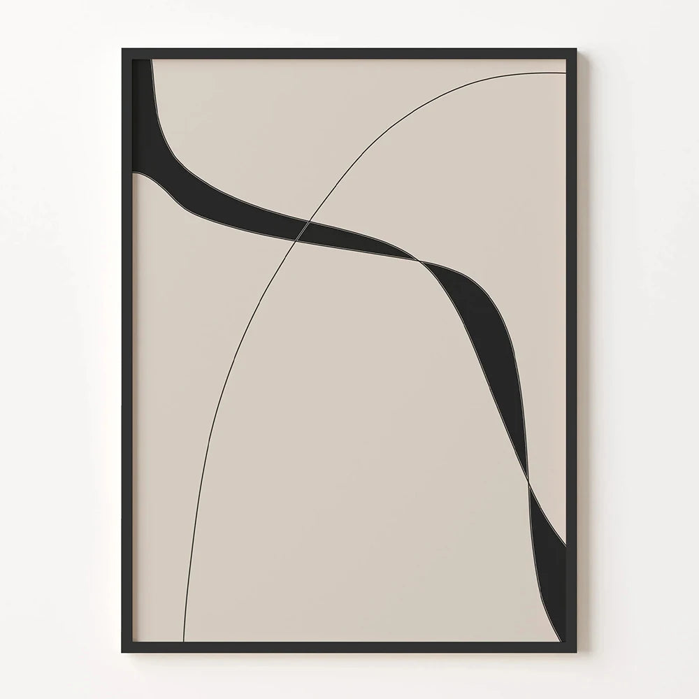 Abstract Minimal Art Print Line Drawing Poster Beige And Black Canvas Painting Modern Wall Picture Living Room Decoration